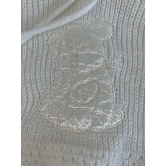 Vintage Quiltex Littleknits Unisex Size 6-12 Hooded Zip Back Sweater White Bear - Picture 3 of 6